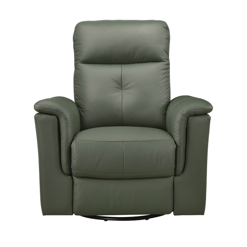 Rem Swivel Glider Manual Reclining Chair | Green Top Grain Leather