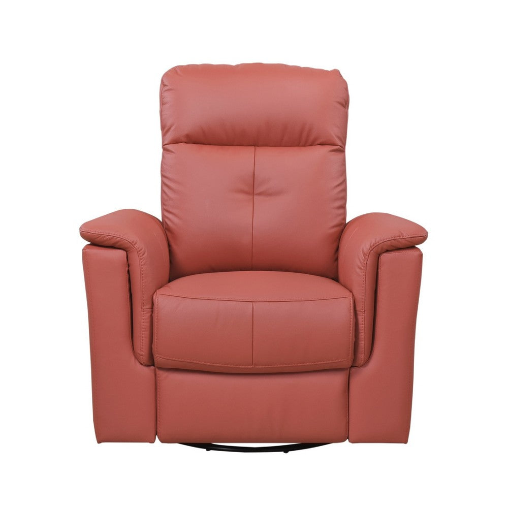 Rem Swivel Glider Manual Reclining Chair | Coral Red Top Grain Leather