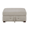 Rez Storage Ottoman | 40" Square Lift Top Seat | Taupe Gray Chenille