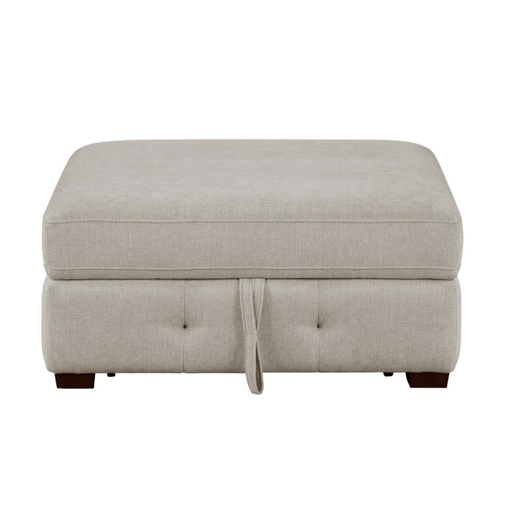 Rez Storage Ottoman | 40" Square Lift Top Seat | Taupe Gray Chenille
