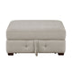Rez Storage Ottoman | 40" Square Lift Top Seat | Taupe Gray Chenille