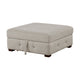 Rez Storage Ottoman | 40" Square Lift Top Seat | Taupe Gray Chenille