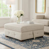 Rez Storage Ottoman | 40" Square Lift Top Seat | Taupe Gray Chenille