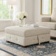 Rez Storage Ottoman | 40" Square Lift Top Seat | Taupe Gray Chenille