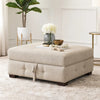 Rez Storage Ottoman | 40" Square Lift Top Seat | Taupe Gray Chenille