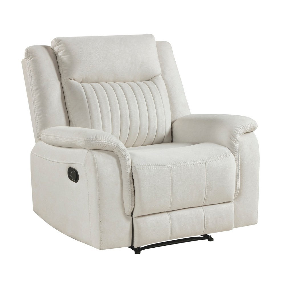 Nez Manual Reclining Chair | Contrast Edges | Beige Polished Microfiber