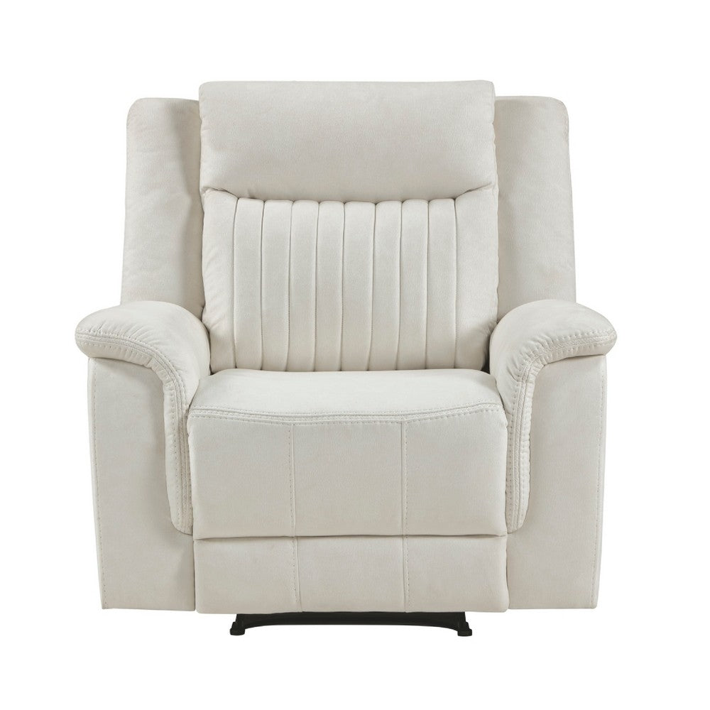 Nez Manual Reclining Chair | Contrast Edges | Beige Polished Microfiber