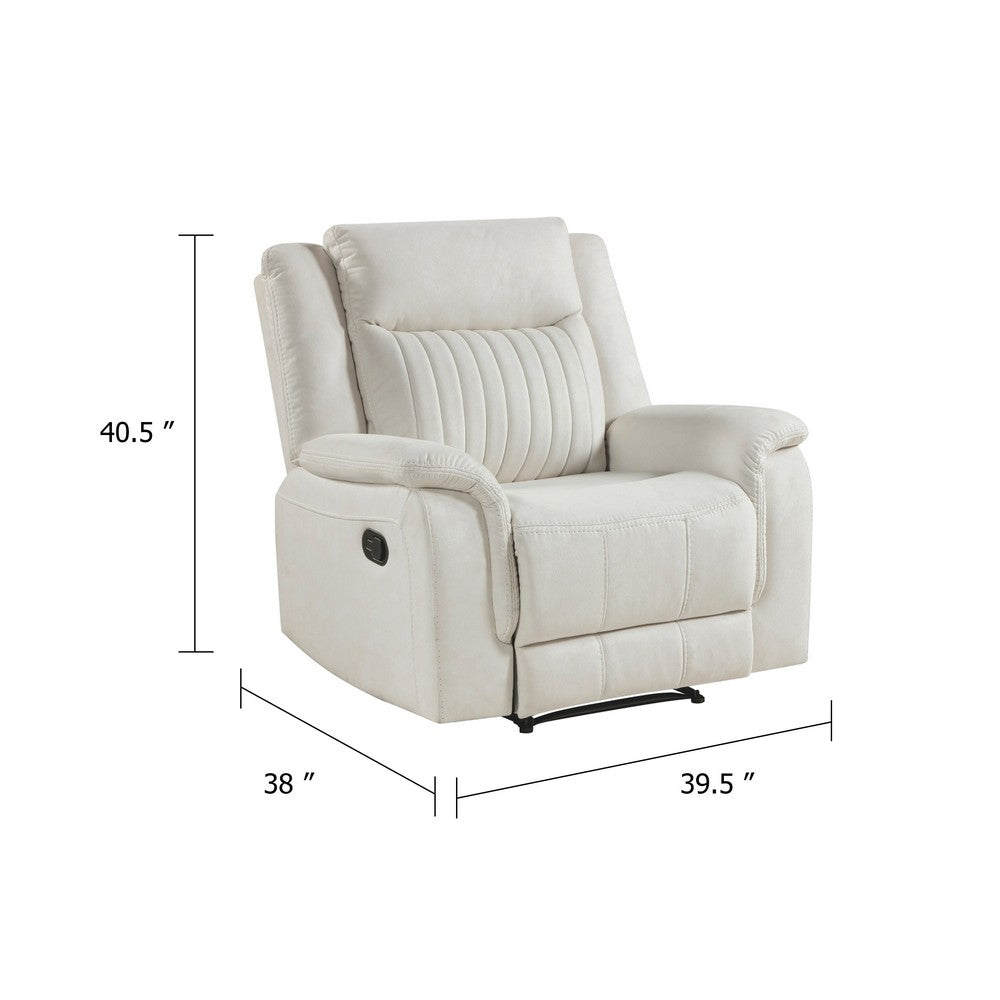 Nez Manual Reclining Chair | Contrast Edges | Beige Polished Microfiber