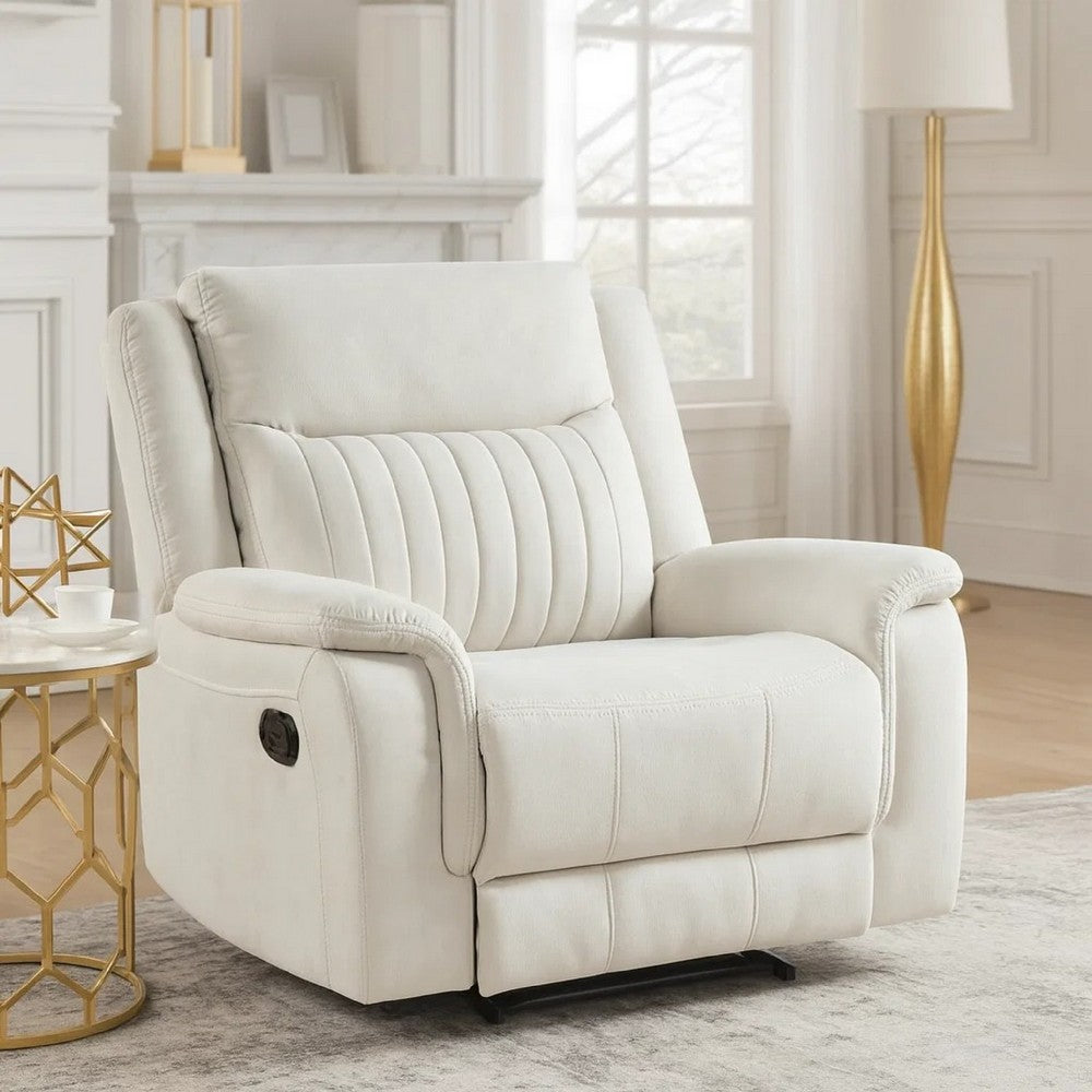 Nez Manual Reclining Chair | Contrast Edges | Beige Polished Microfiber
