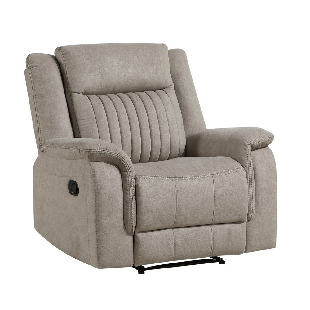 Nez Manual Reclining Chair | Contrast Edges | Dove Gray Microfiber