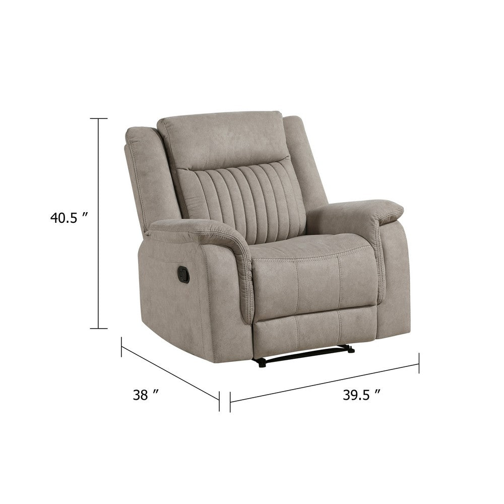 Nez Manual Reclining Chair | Contrast Edges | Dove Gray Microfiber