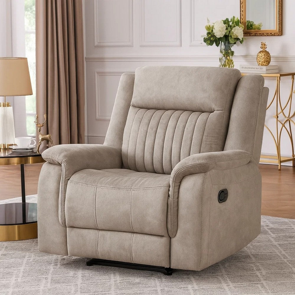Nez Manual Reclining Chair | Contrast Edges | Dove Gray Microfiber