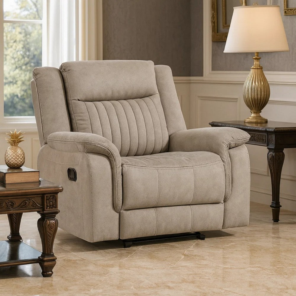 Nez Manual Reclining Chair | Contrast Edges | Dove Gray Microfiber