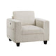 Wely Storage Chair w USB Charging Ports | Beige Corduroy Seat & Back