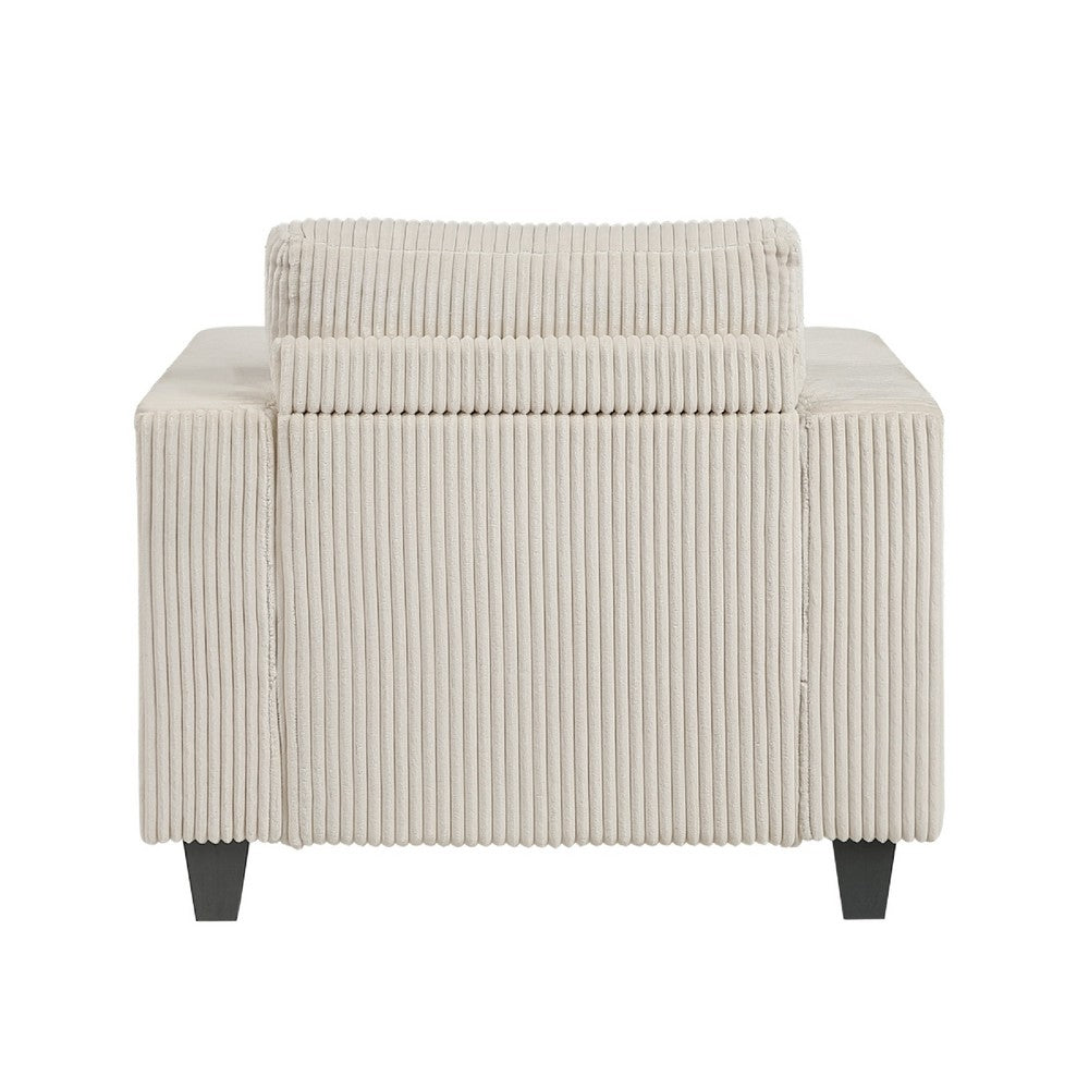 Wely Storage Chair w USB Charging Ports | Beige Corduroy Seat & Back