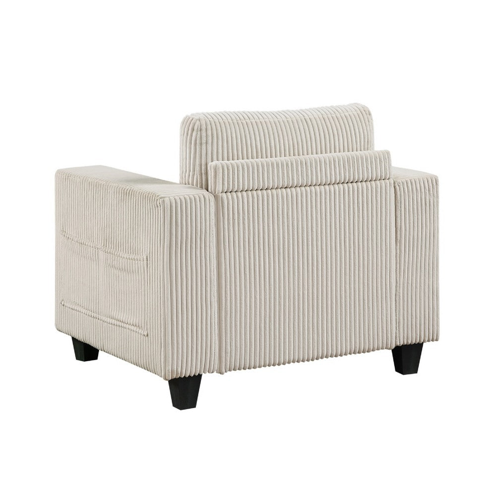 Wely Storage Chair w USB Charging Ports | Beige Corduroy Seat & Back
