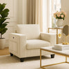 Wely Storage Chair w USB Charging Ports | Beige Corduroy Seat & Back