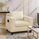 Wely Storage Chair w USB Charging Ports | Beige Corduroy Seat & Back