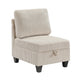Wely Armless Chair w Hidden Storage | Beige Corduroy Seat & Back