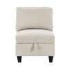 Wely Armless Chair w Hidden Storage | Beige Corduroy Seat & Back