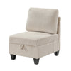 Wely Armless Chair w Hidden Storage | Beige Corduroy Seat & Back