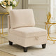 Wely Armless Chair w Hidden Storage | Beige Corduroy Seat & Back