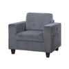 Wely Storage Chair w USB Charging Ports | Dark Gray Corduroy Seat & Back