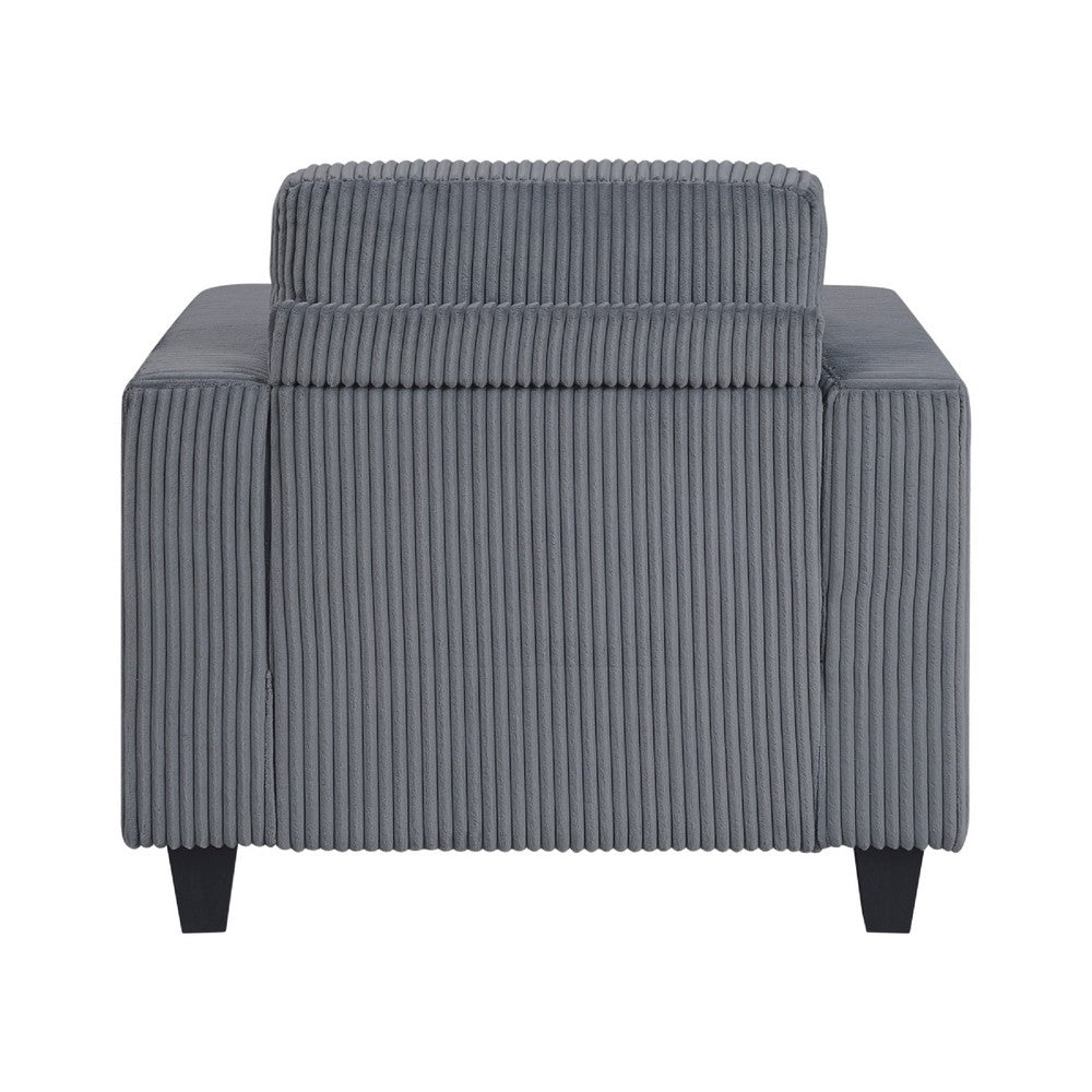 Wely Storage Chair w USB Charging Ports | Dark Gray Corduroy Seat & Back