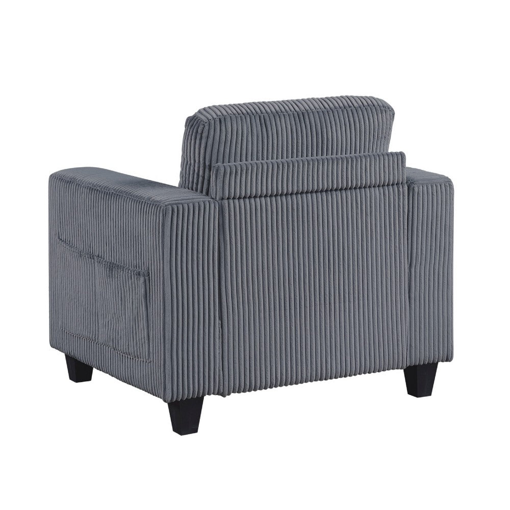 Wely Storage Chair w USB Charging Ports | Dark Gray Corduroy Seat & Back