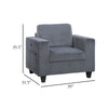Wely Storage Chair w USB Charging Ports | Dark Gray Corduroy Seat & Back