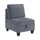 Wely Armless Chair w Hidden Storage | Dark Gray Corduroy Seat & Back