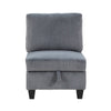 Wely Armless Chair w Hidden Storage | Dark Gray Corduroy Seat & Back
