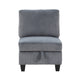 Wely Armless Chair w Hidden Storage | Dark Gray Corduroy Seat & Back