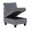 Wely Armless Chair w Hidden Storage | Dark Gray Corduroy Seat & Back