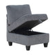 Wely Armless Chair w Hidden Storage | Dark Gray Corduroy Seat & Back