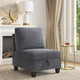 Wely Armless Chair w Hidden Storage | Dark Gray Corduroy Seat & Back