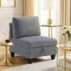 Wely Armless Chair w Hidden Storage | Dark Gray Corduroy Seat & Back