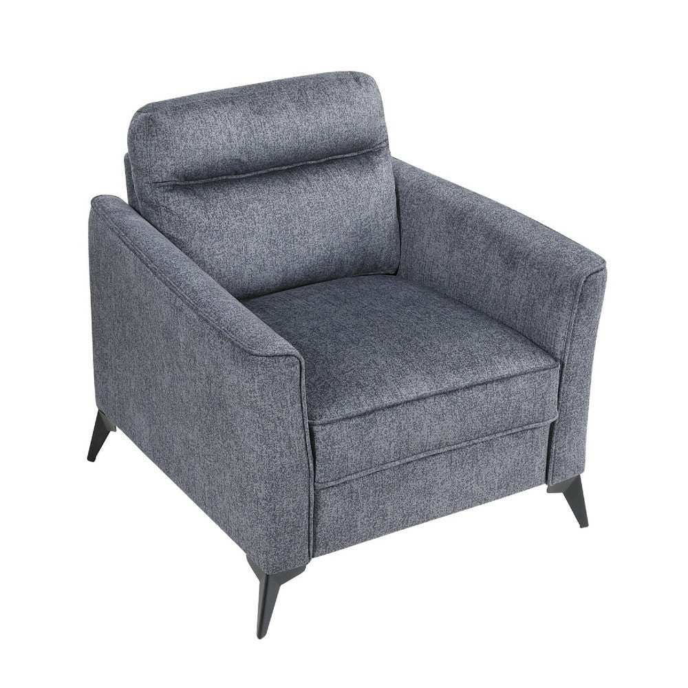 Teli Sofa Chair | Textured Dark Gray Microfiber | Black Metal Legs