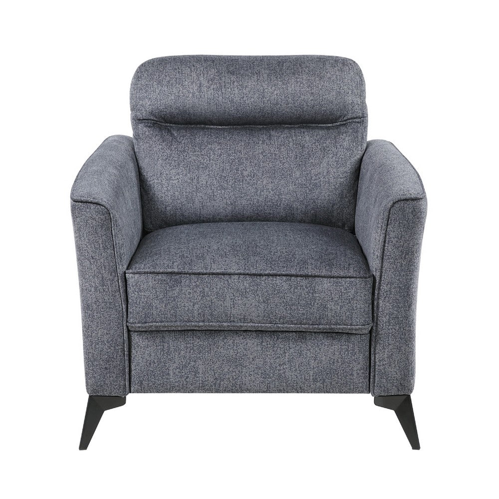 Teli Sofa Chair | Textured Dark Gray Microfiber | Black Metal Legs
