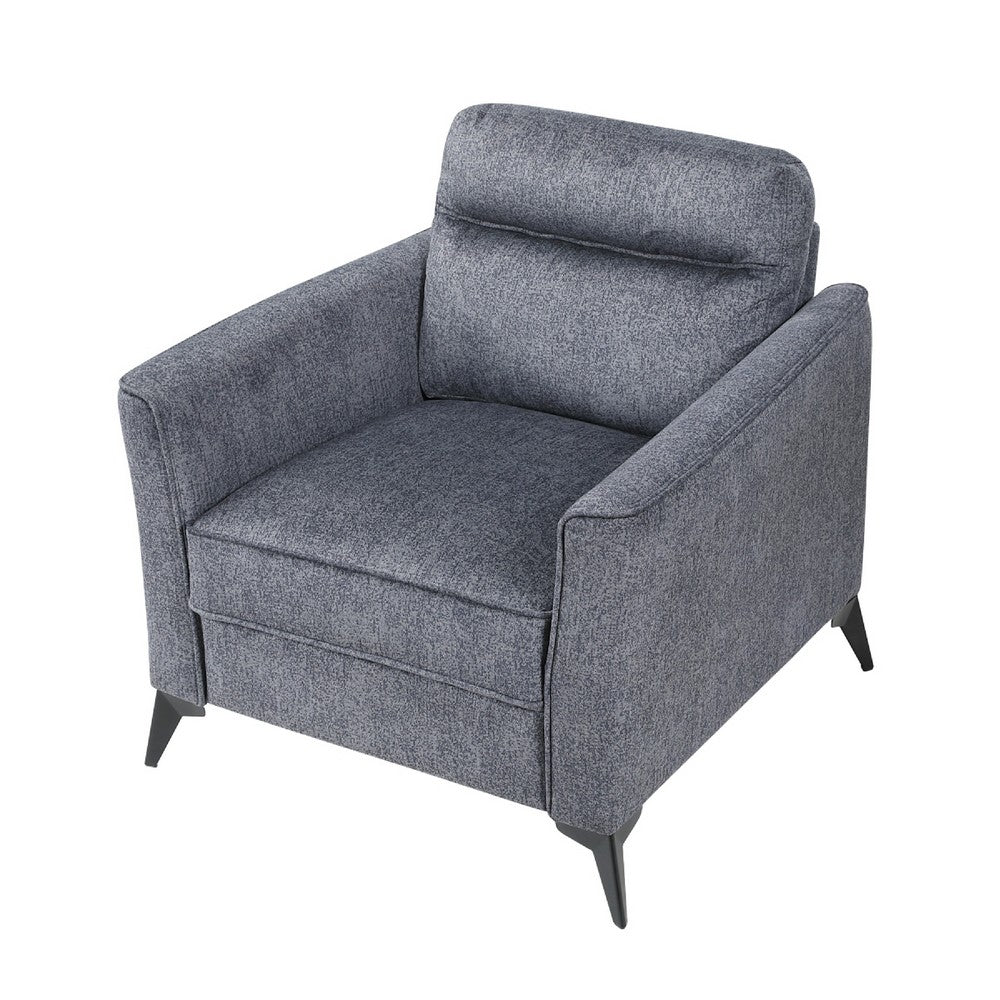 Teli Sofa Chair | Textured Dark Gray Microfiber | Black Metal Legs