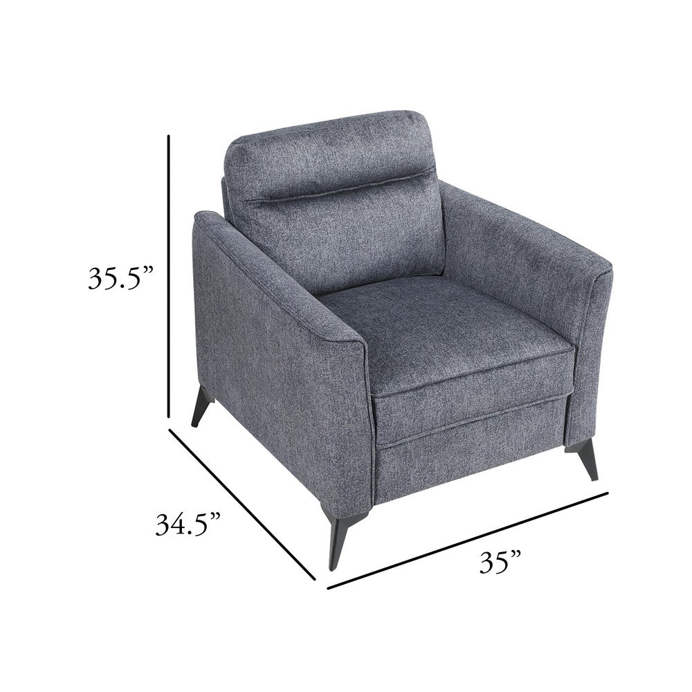Teli Sofa Chair | Textured Dark Gray Microfiber | Black Metal Legs