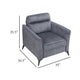 Teli Sofa Chair | Textured Dark Gray Microfiber | Black Metal Legs