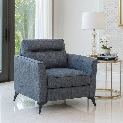 Teli Sofa Chair | Textured Dark Gray Microfiber | Black Metal Legs