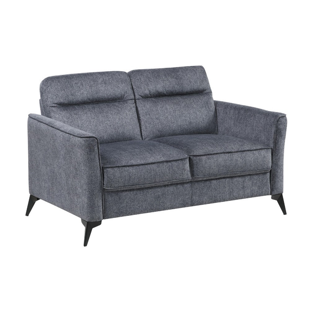 Teli Loveseat | Textured Dark Gray Microfiber | Black Metal Legs | 57"