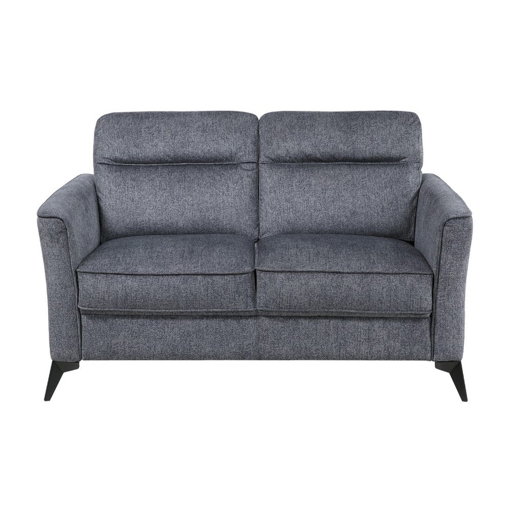Teli Loveseat | Textured Dark Gray Microfiber | Black Metal Legs | 57"