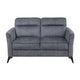 Teli Loveseat | Textured Dark Gray Microfiber | Black Metal Legs | 57"
