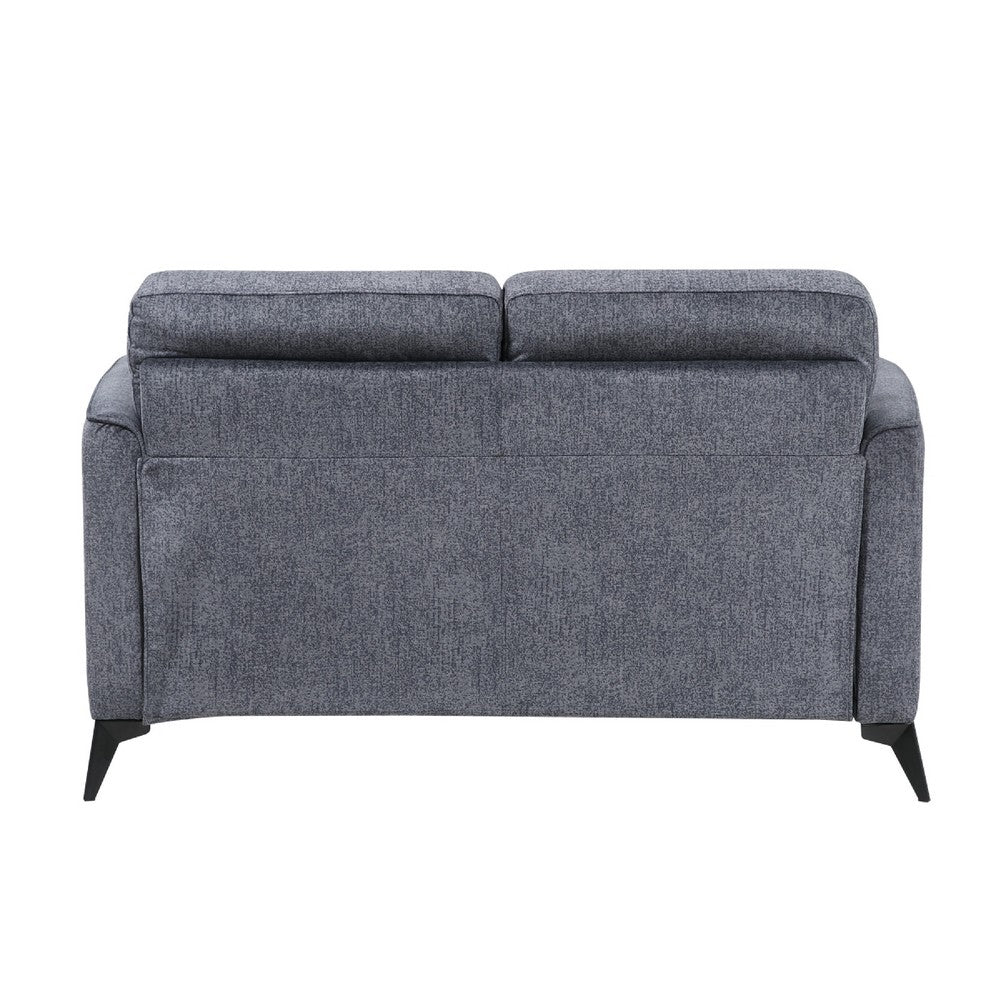 Teli Loveseat | Textured Dark Gray Microfiber | Black Metal Legs | 57"