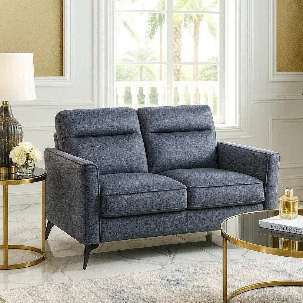 Teli Loveseat | Textured Dark Gray Microfiber | Black Metal Legs | 57"