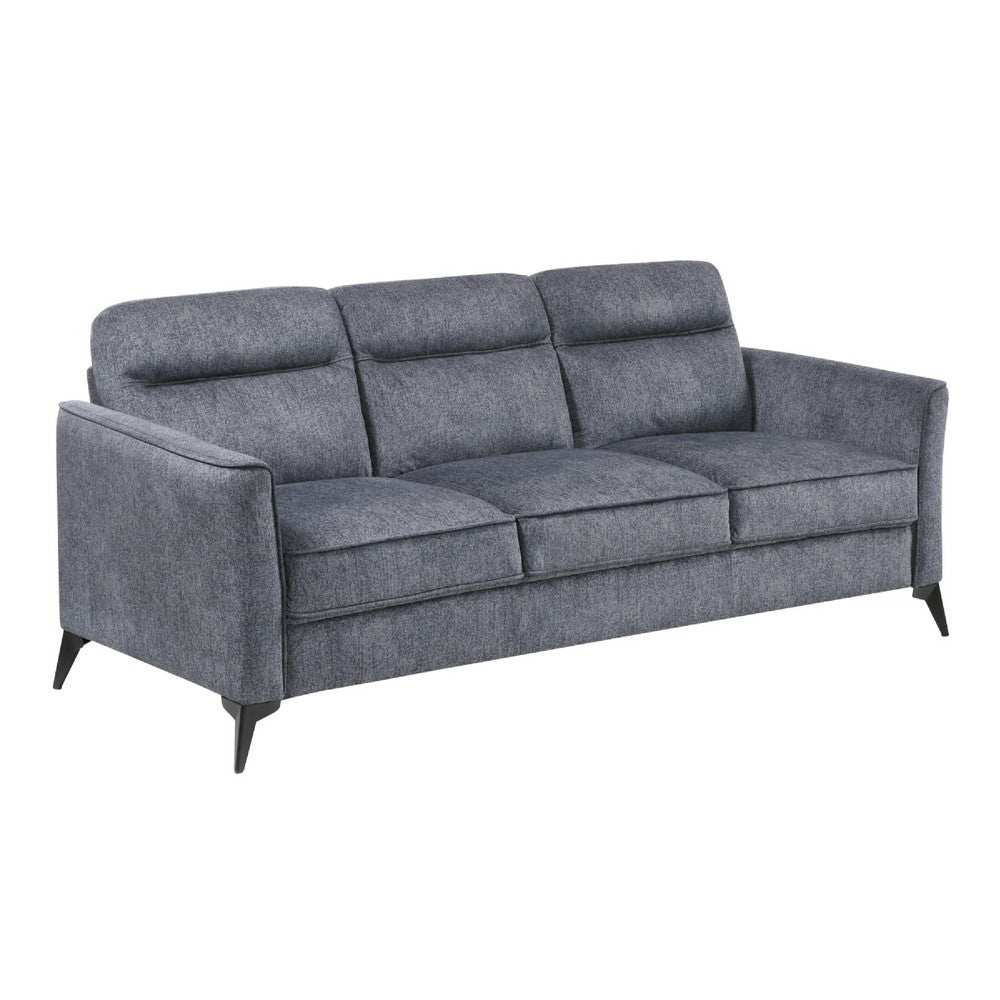 Teli Sofa | Textured Dark Gray Microfiber | Black Metal Legs | 79"