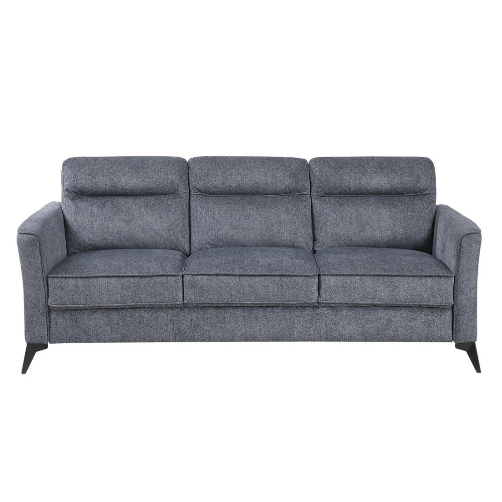Teli Sofa | Textured Dark Gray Microfiber | Black Metal Legs | 79"